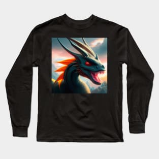 Green Scaled Dragon with Orange Fins Long Sleeve T-Shirt